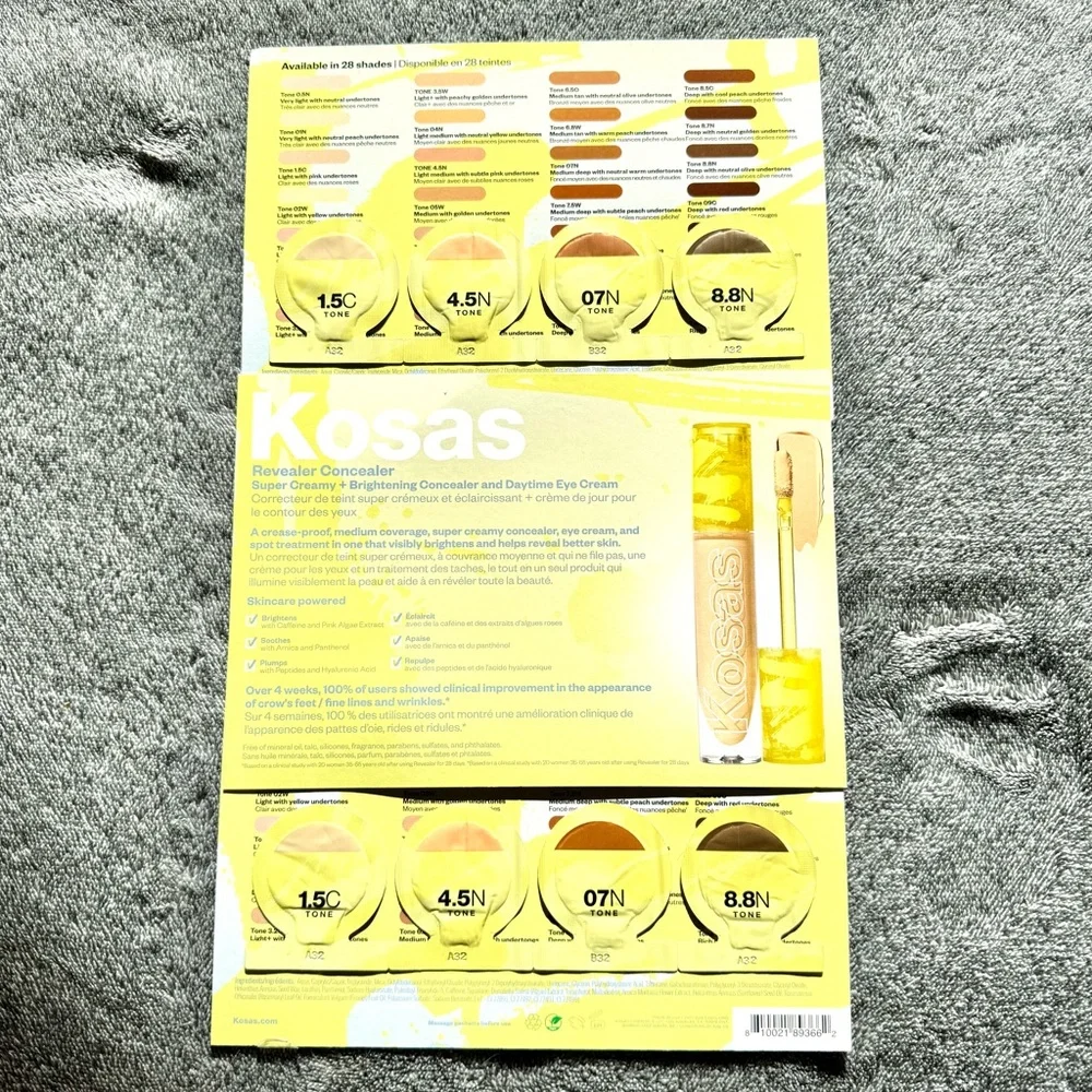 KOSAS REVEALER CONCEALER with Daytime Eye Cream SAMPLES 1.5C 4.5N 07N 8.8N Tone